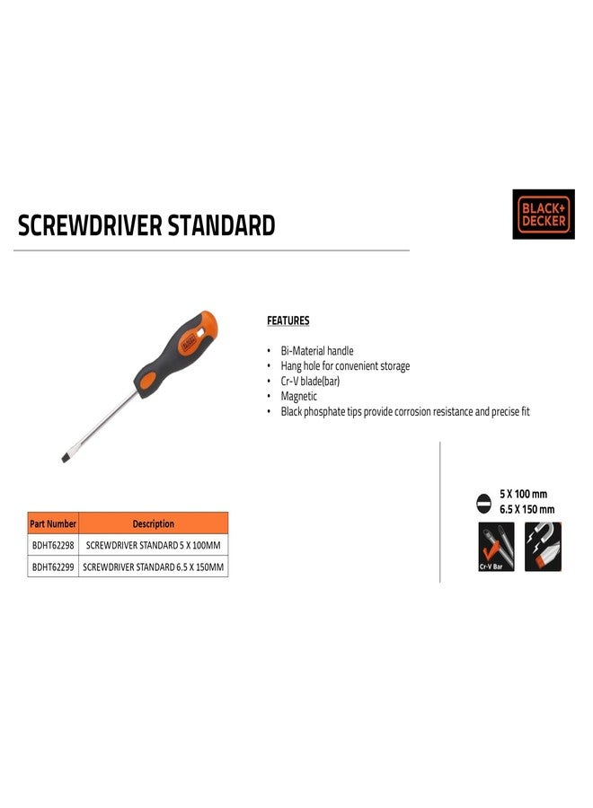 BLACK+DECKER BDHT62298 Steel Screwdriver Standard-5x100mm (Orange) - Image 5